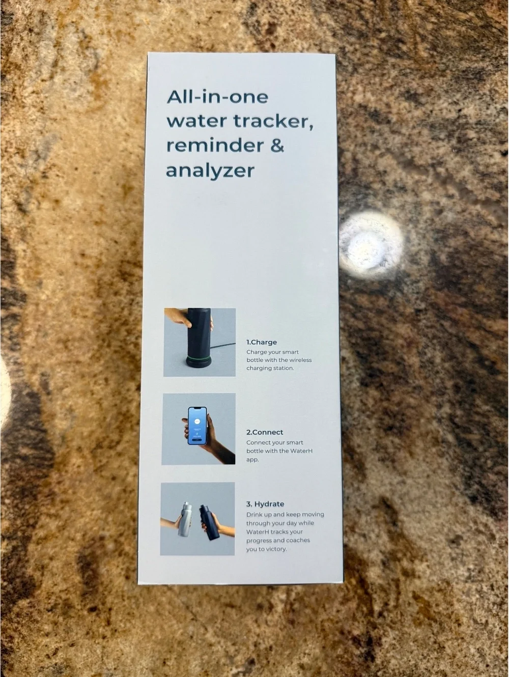 Water H Smart Water Bottle with TDS Sensing and Hydration AI Tech 18 oz
